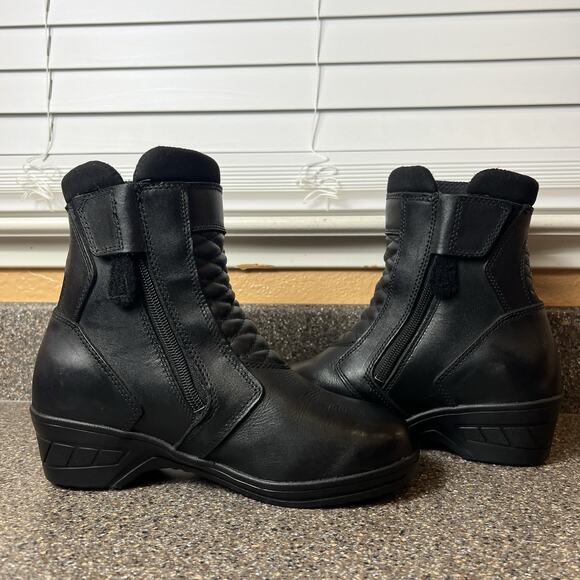 Sedici Street Riding Motorcycle Black Leather Mid Calf Boot Zip/Snap Womens Sz 6 - Picture 5 of 12